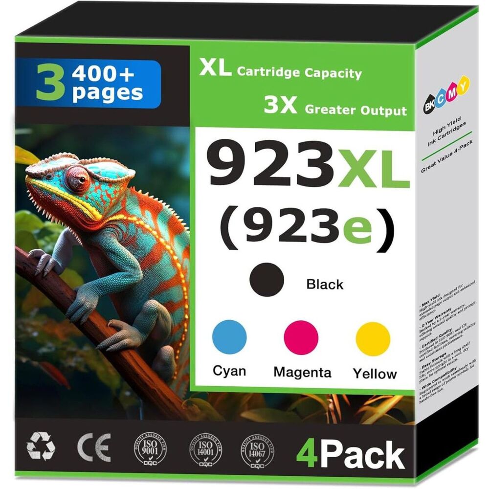 923XL Ink with Chip 4Pack for HP 923 923e OfficeJet 8122e 8135e 8138e 8139e 8120